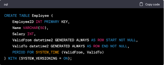 Temporal Tables Datenmanagement