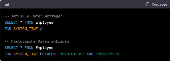 Temporal Tables Datenmanagement